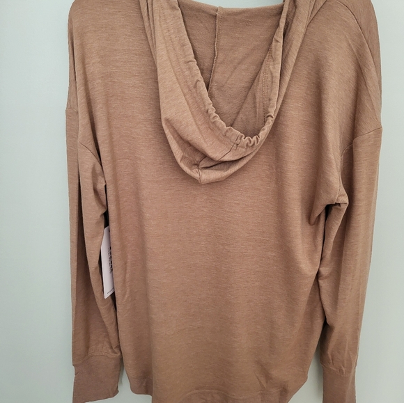 RBX Women Medium Lonh Sleeve Hoodie Athleisure Pullover Thumbholes Tan - Picture 5 of 7